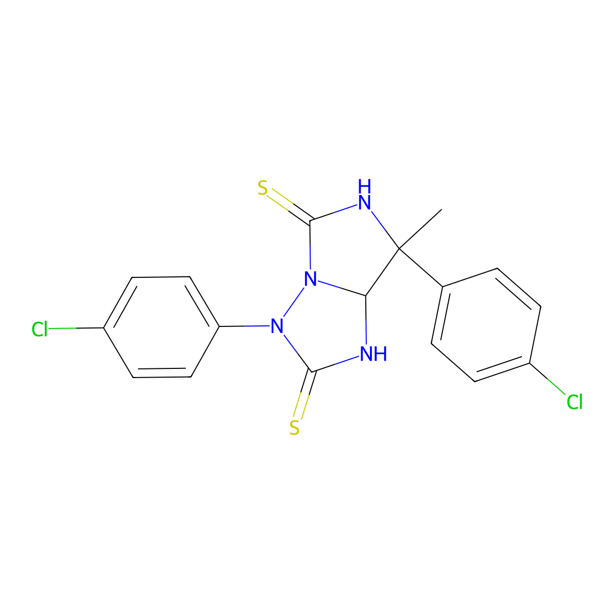3,7-bis(4-chlorophenyl)-7-methyldihydro-1H-imidazo[1,5-b][1,2,4]triazole-2,5(3H,6H)-dithione molecular structure, CAS 400084-40-4