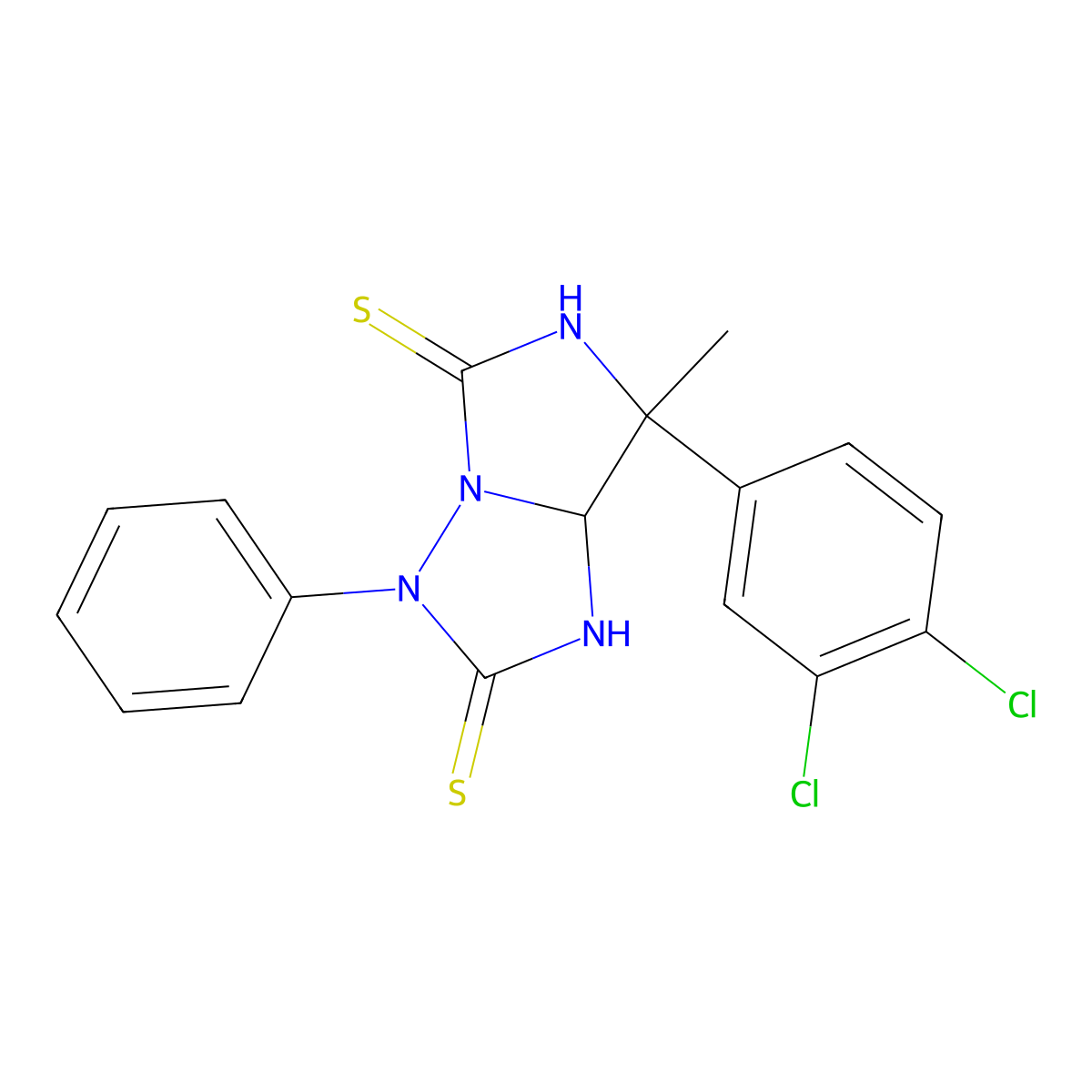 7-(3,4-dichlorophenyl)-7-methyl-3-phenyldihydro-1H-imidazo[1,5-b][1,2,4]triazole-2,5(3H,6H)-dithione molecular structure, CAS 400084-41-5