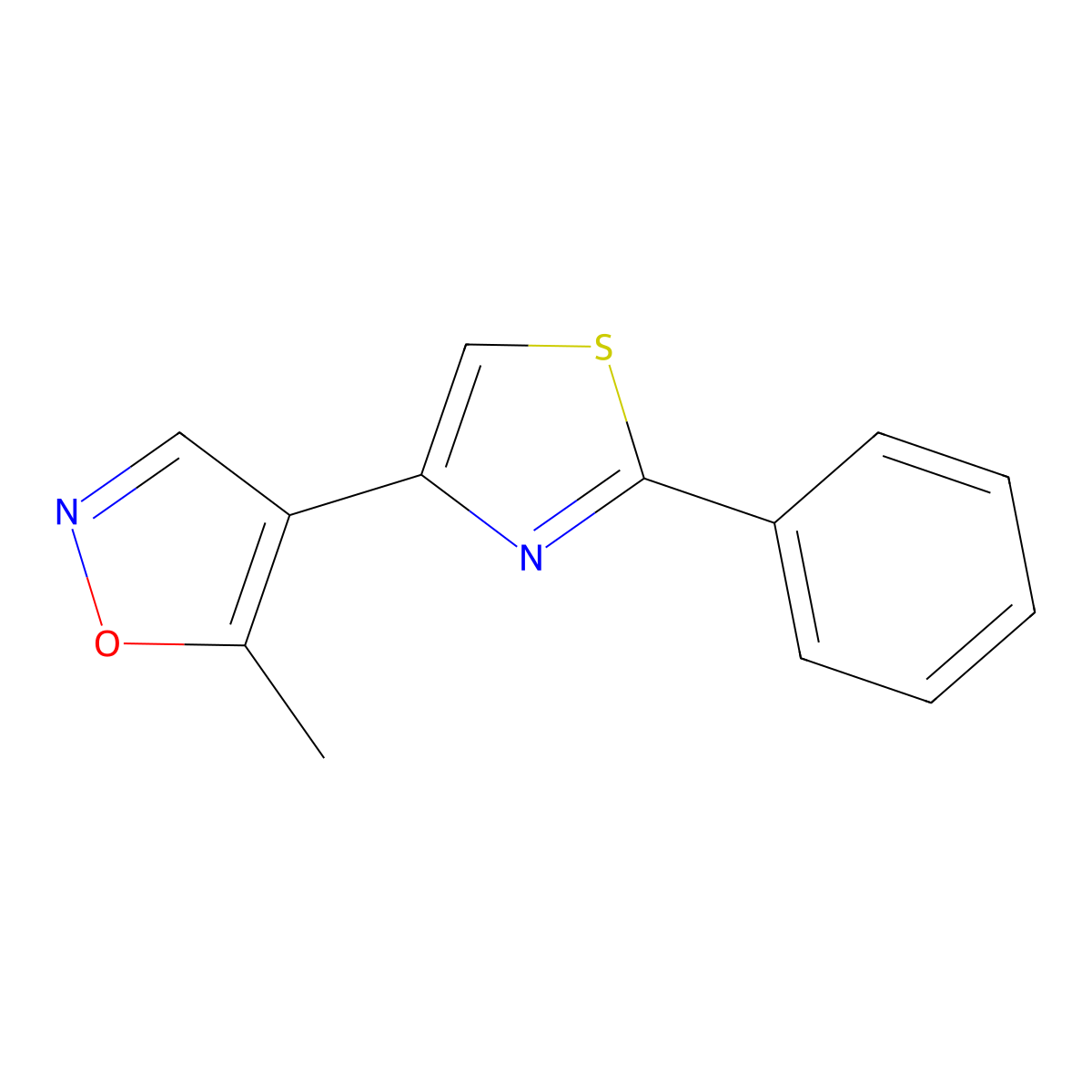 5-Methyl-4-(2-phenyl-1,3-thiazol-4-yl)isoxazole molecular structure, CAS 400084-45-9