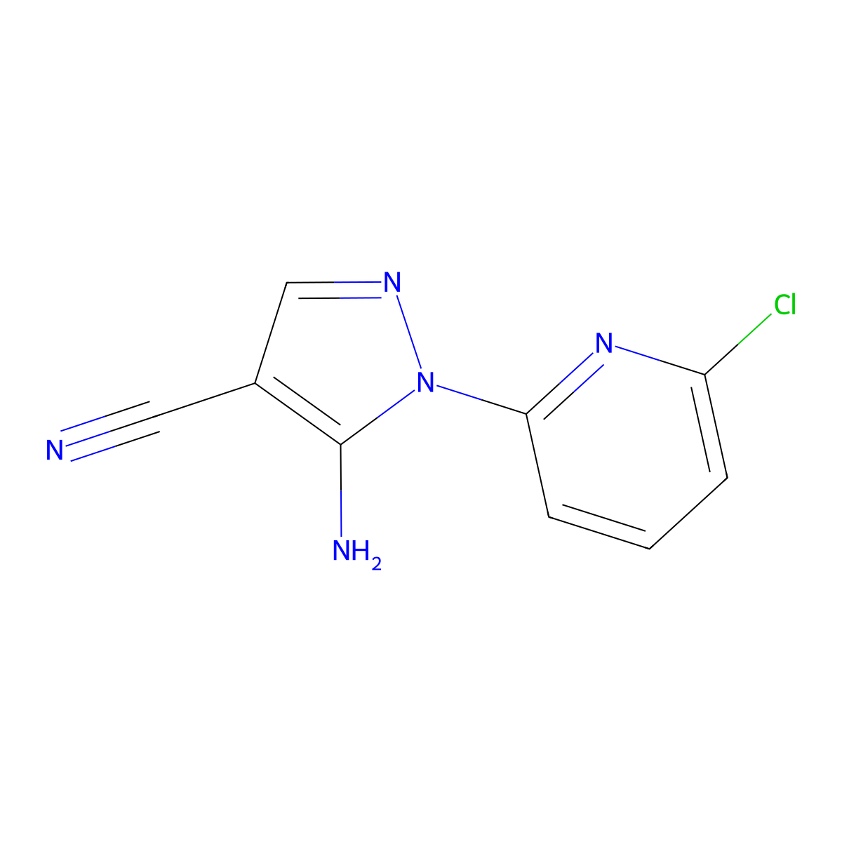 5-Amino-1-(6-chloropyridin-2-yl)-1H-pyrazole-4-carbonitrile molecular structure, CAS 400084-55-1