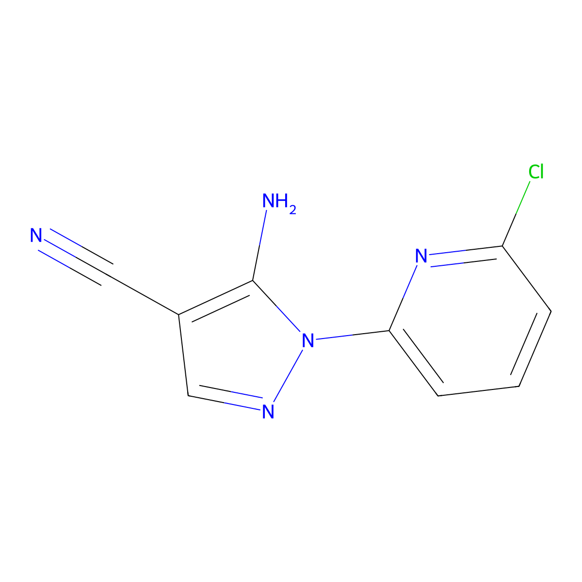 5-Amino-1-(6-chloropyridin-2-yl)-1H-pyrazole-4-carbonitrile molecular structure, CAS 400084-55-1