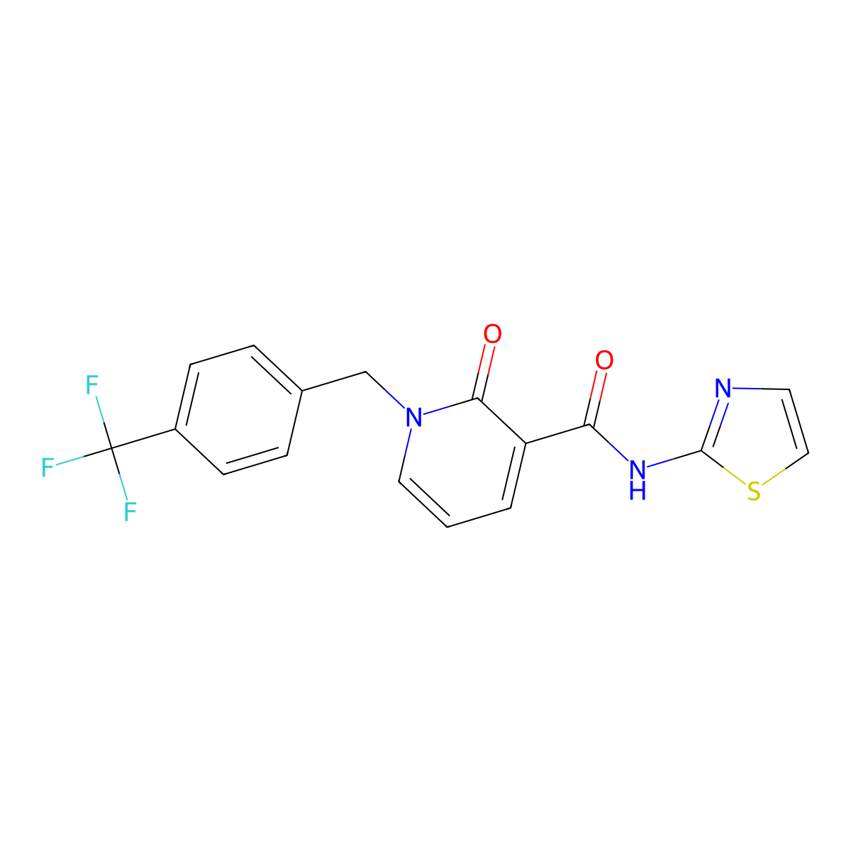 2-oxo-N-(1,3-thiazol-2-yl)-1-[[4-(trifluoromethyl)phenyl]methyl]pyridine-3-carboxamide molecular structure, CAS 400084-64-2