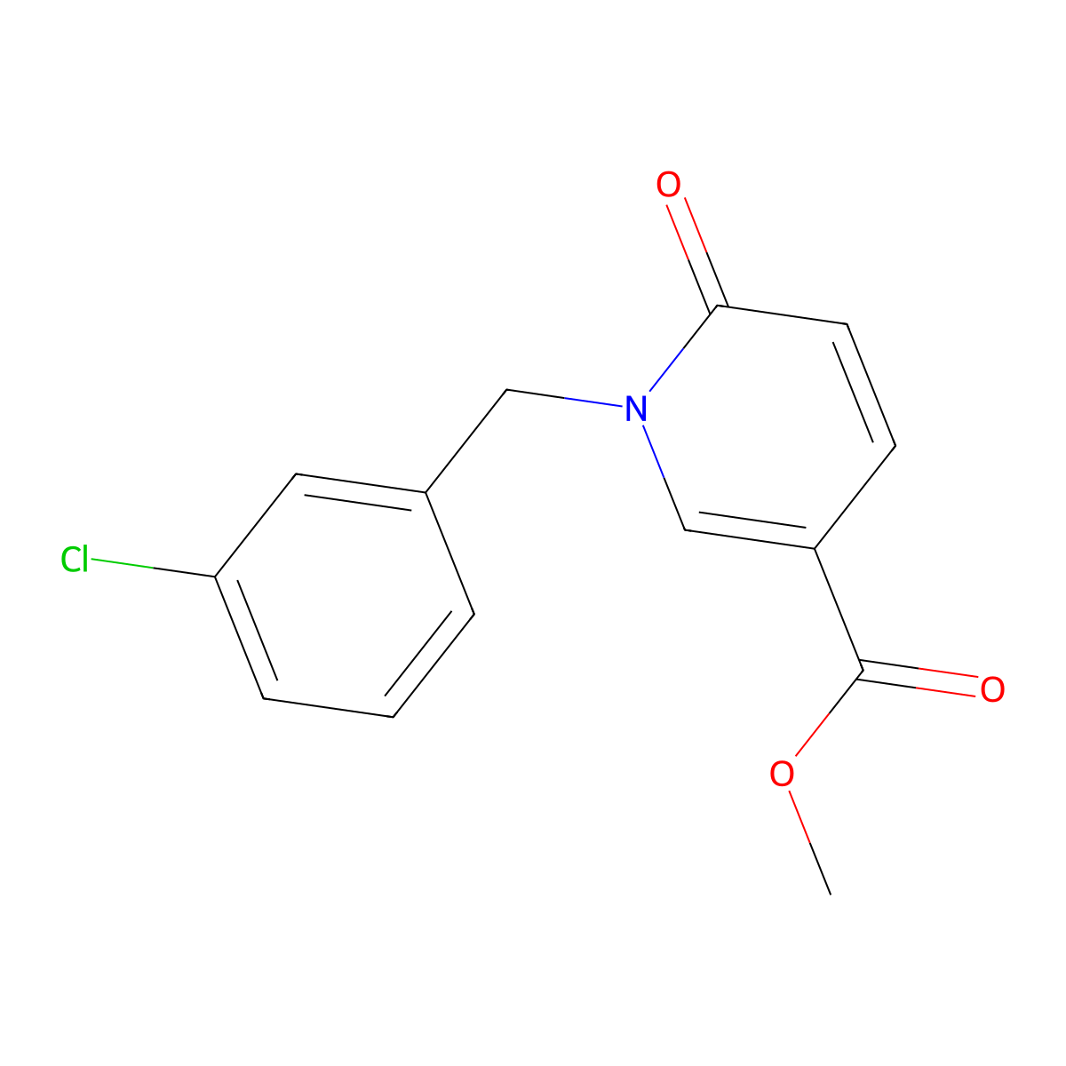 Methyl 1-(3-chlorobenzyl)-6-oxo-1,6-dihydro-3-pyridinecarboxylate molecular structure, CAS 400084-65-3