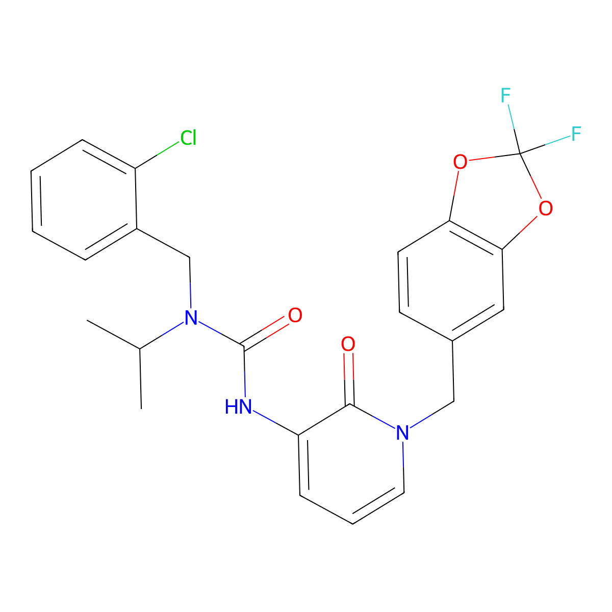 N-(2-chlorobenzyl)-N'-{1-[(2,2-difluoro-1,3-benzodioxol-5-yl)methyl]-2-oxo-1,2-dihydro-3-pyridinyl}-N-isopropylurea molecular structure, CAS 400084-69-7