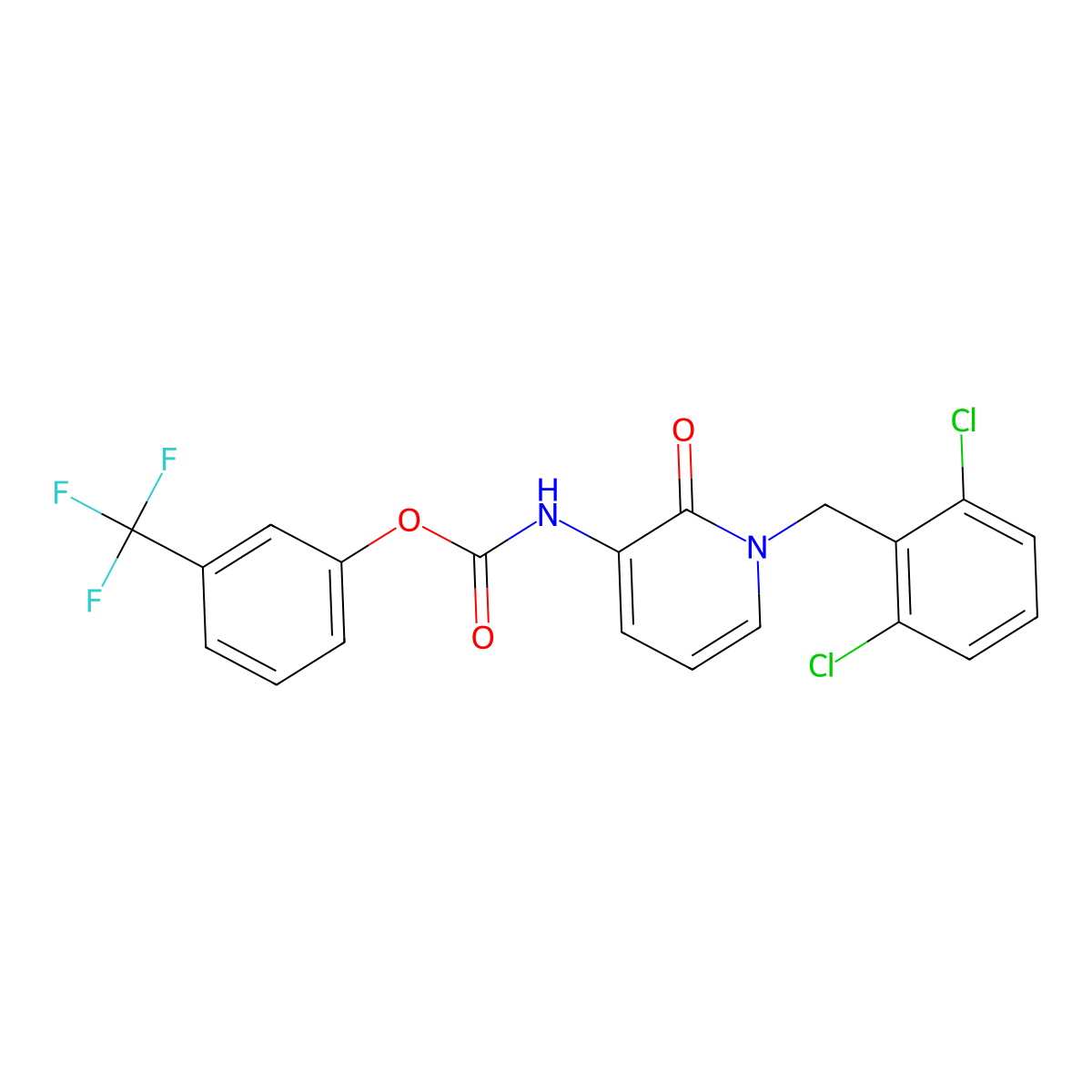 3-(trifluoromethyl)phenyl N-[1-(2,6-dichlorobenzyl)-2-oxo-1,2-dihydro-3-pyridinyl]carbamate molecular structure, CAS 400084-82-4