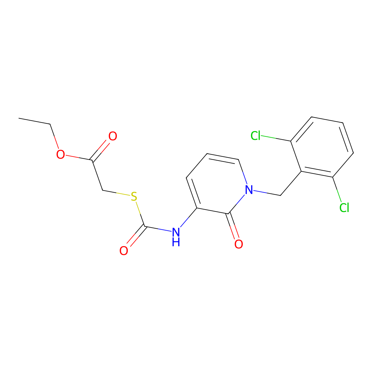 Ethyl 2-[({[1-(2,6-dichlorobenzyl)-2-oxo-1,2-dihydro-3-pyridinyl]amino}carbonyl)sulfanyl]acetate molecular structure, CAS 400084-83-5