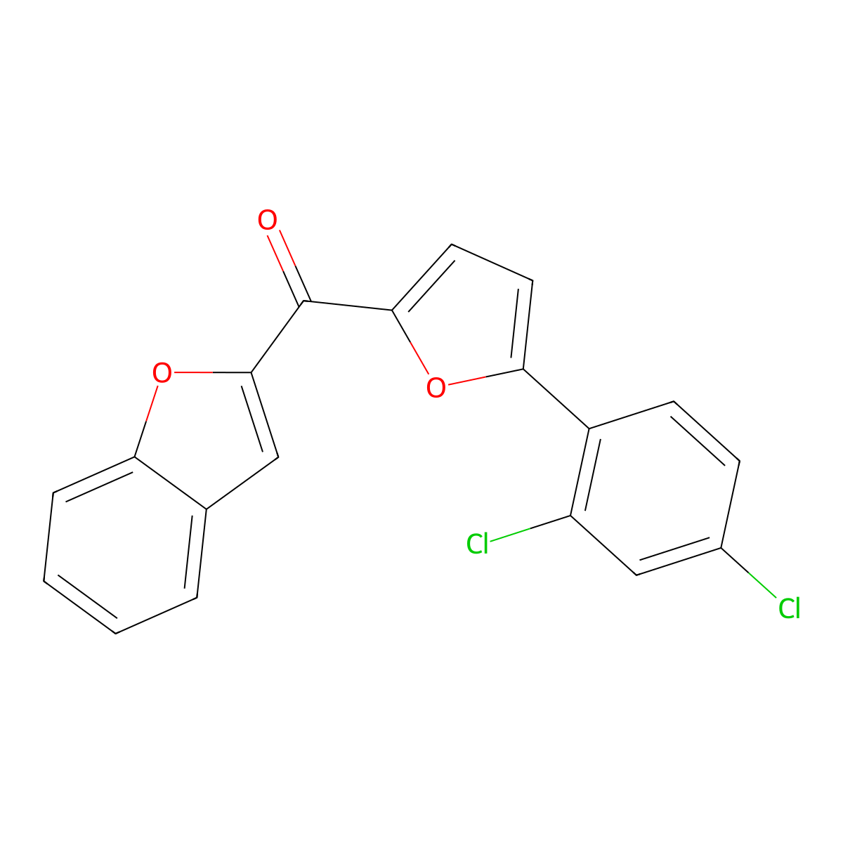 1-Benzofuran-2-yl[5-(2,4-dichlorophenyl)-2-furyl]methanone molecular structure, CAS 400084-93-7