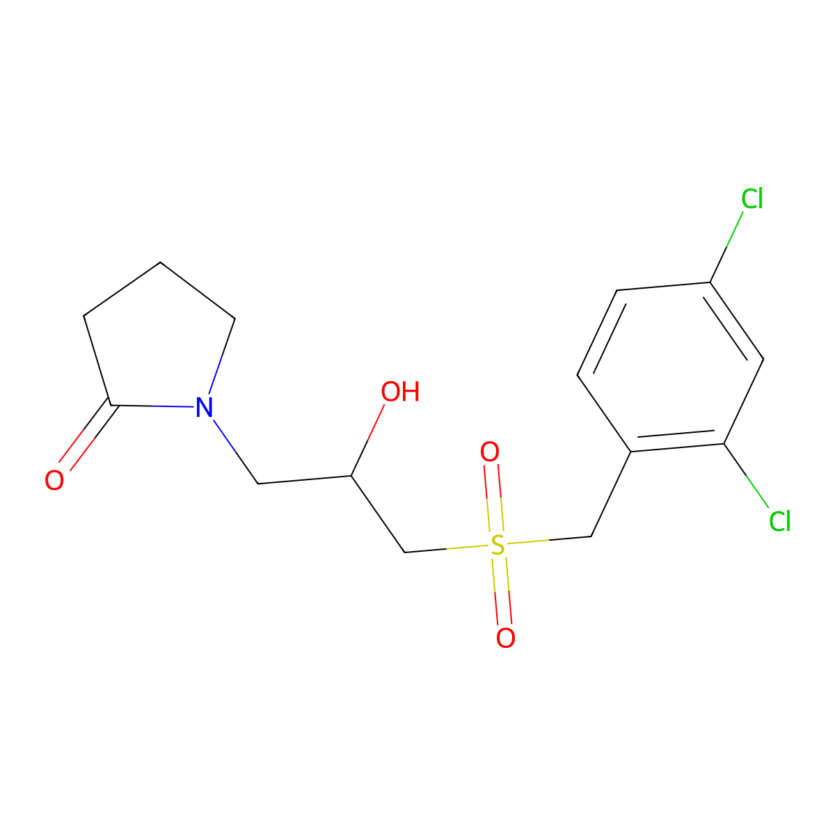 1-{3-[(2,4-Dichlorobenzyl)sulfonyl]-2-hydroxypropyl}-2-pyrrolidinone molecular structure, CAS 400085-00-9