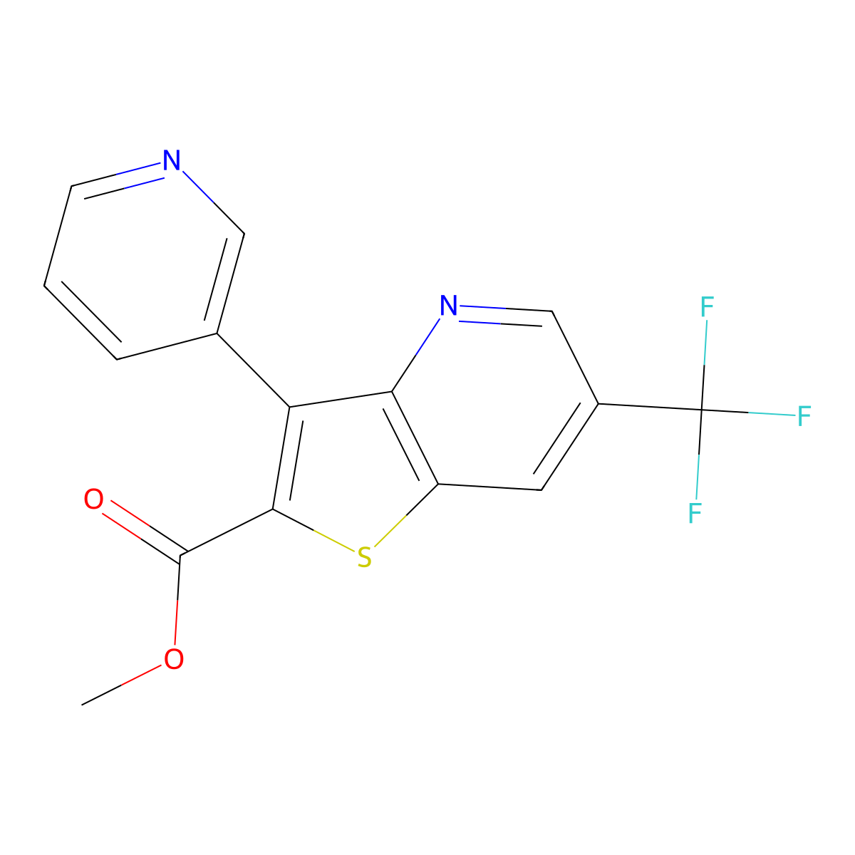 Methyl 3-(3-pyridinyl)-6-(trifluoromethyl)thieno[3,2-b]pyridine-2-carboxylate molecular structure, CAS 400085-34-9