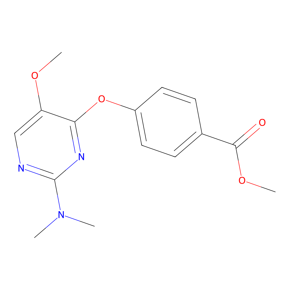 Methyl 4-{[2-(dimethylamino)-5-methoxy-4-pyrimidinyl]oxy}benzenecarboxylate molecular structure, CAS 400085-41-8