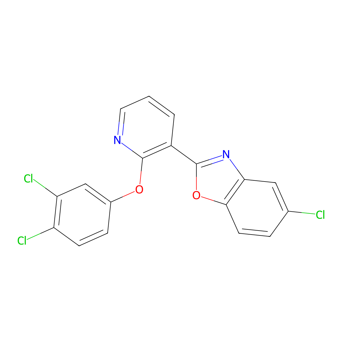 5-Chloro-2-[2-(3,4-dichlorophenoxy)pyridin-3-yl]-1,3-benzoxazole molecular structure, CAS 400085-49-6