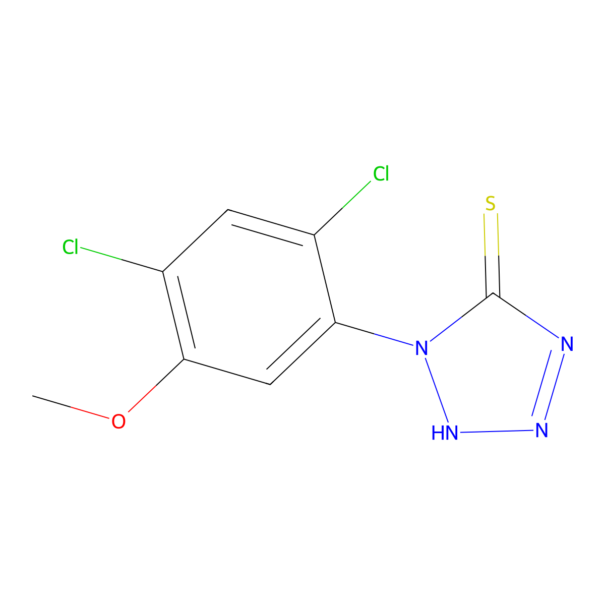 1-(2,4-dichloro-5-methoxyphenyl)-1H-1,2,3,4-tetraazole-5-thiol molecular structure, CAS 400085-60-1