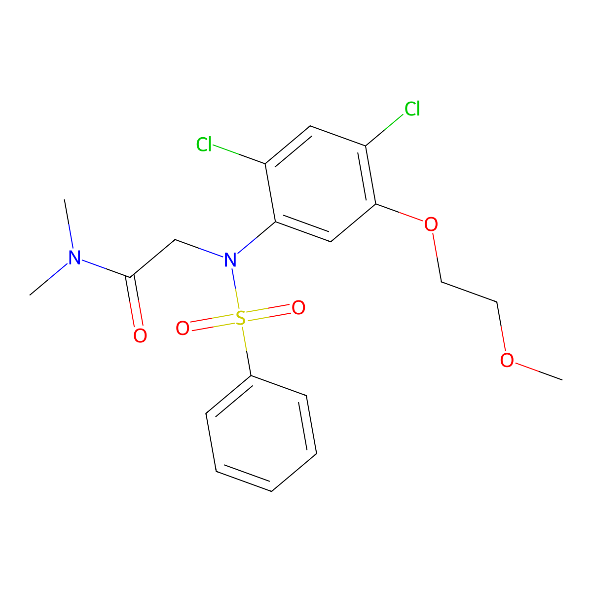 2-[2,4-dichloro-5-(2-methoxyethoxy)(phenylsulfonyl)anilino]-N,N-dimethylacetamide molecular structure, CAS 400085-61-2
