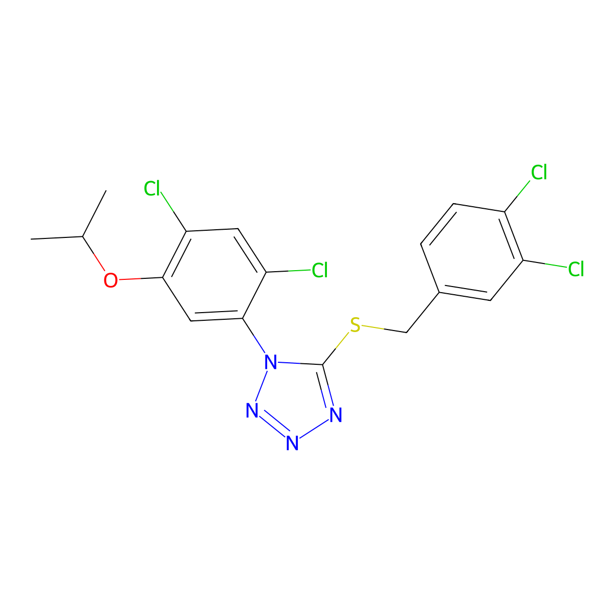 5-[(3,4-dichlorobenzyl)sulfanyl]-1-(2,4-dichloro-5-isopropoxyphenyl)-1H-1,2,3,4-tetraazole molecular structure, CAS 400085-64-5