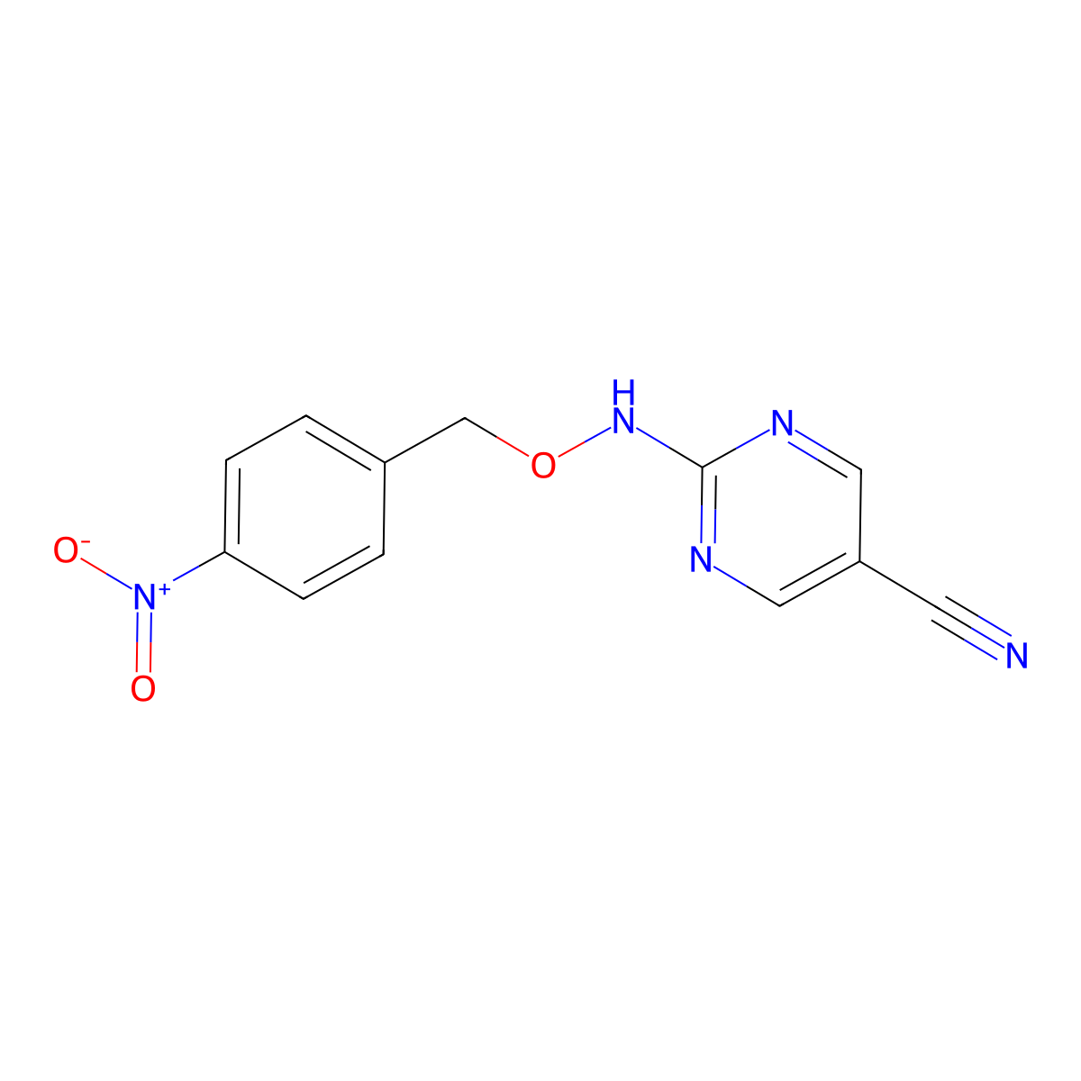 2-{[(4-Nitrobenzyl)oxy]amino}-5-pyrimidinecarbonitrile molecular structure, CAS 400085-98-5
