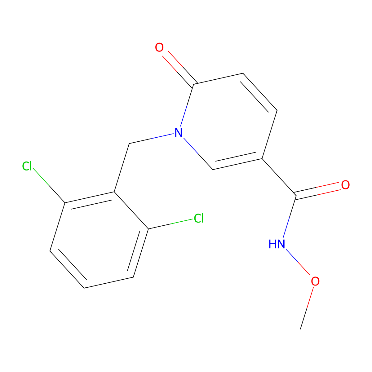 1-(2,6-dichlorobenzyl)-N-methoxy-6-oxo-1,6-dihydro-3-pyridinecarboxamide molecular structure, CAS 400086-04-6