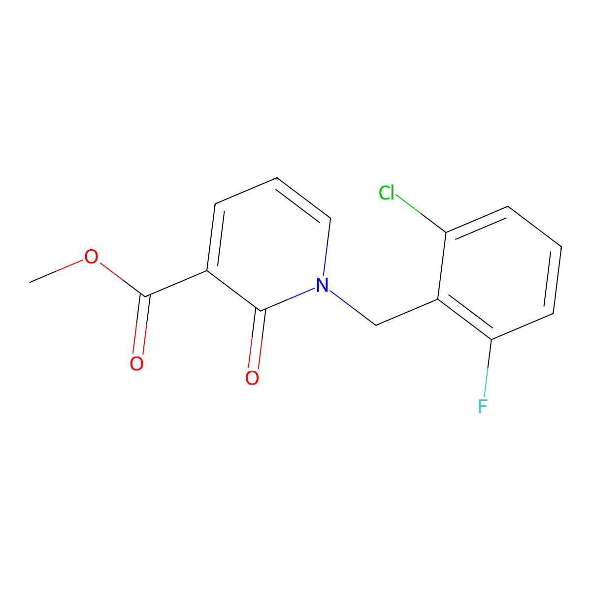 Methyl 1-(2-chloro-6-fluorobenzyl)-2-oxo-1,2-dihydro-3-pyridinecarboxylate molecular structure, CAS 400086-05-7