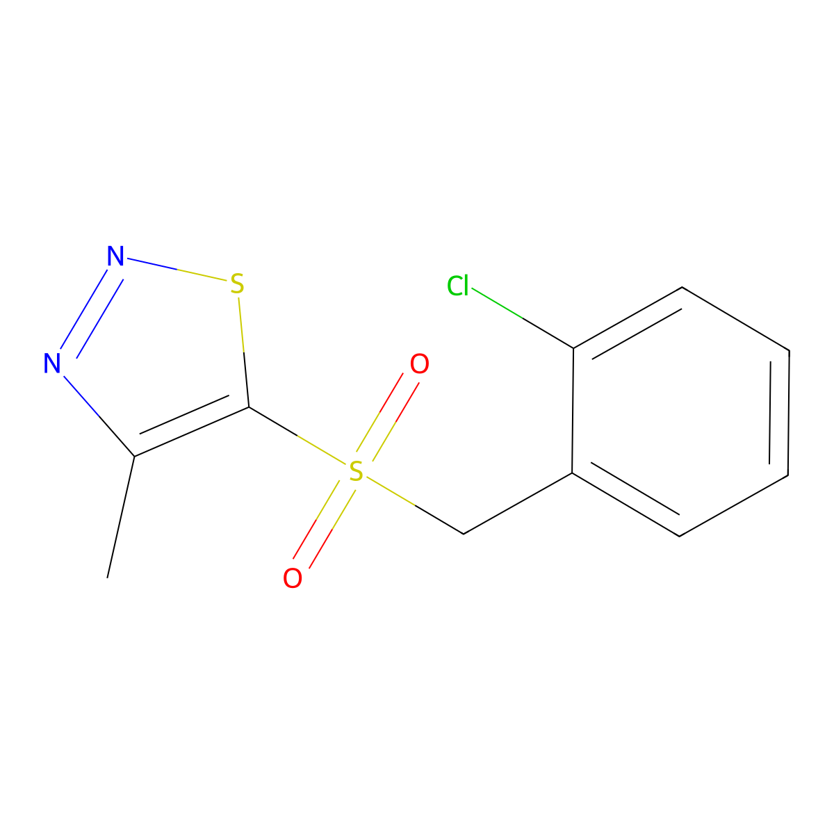 2-Chlorobenzyl 4-methyl-1,2,3-thiadiazol-5-yl sulfone molecular structure, CAS 400086-09-1