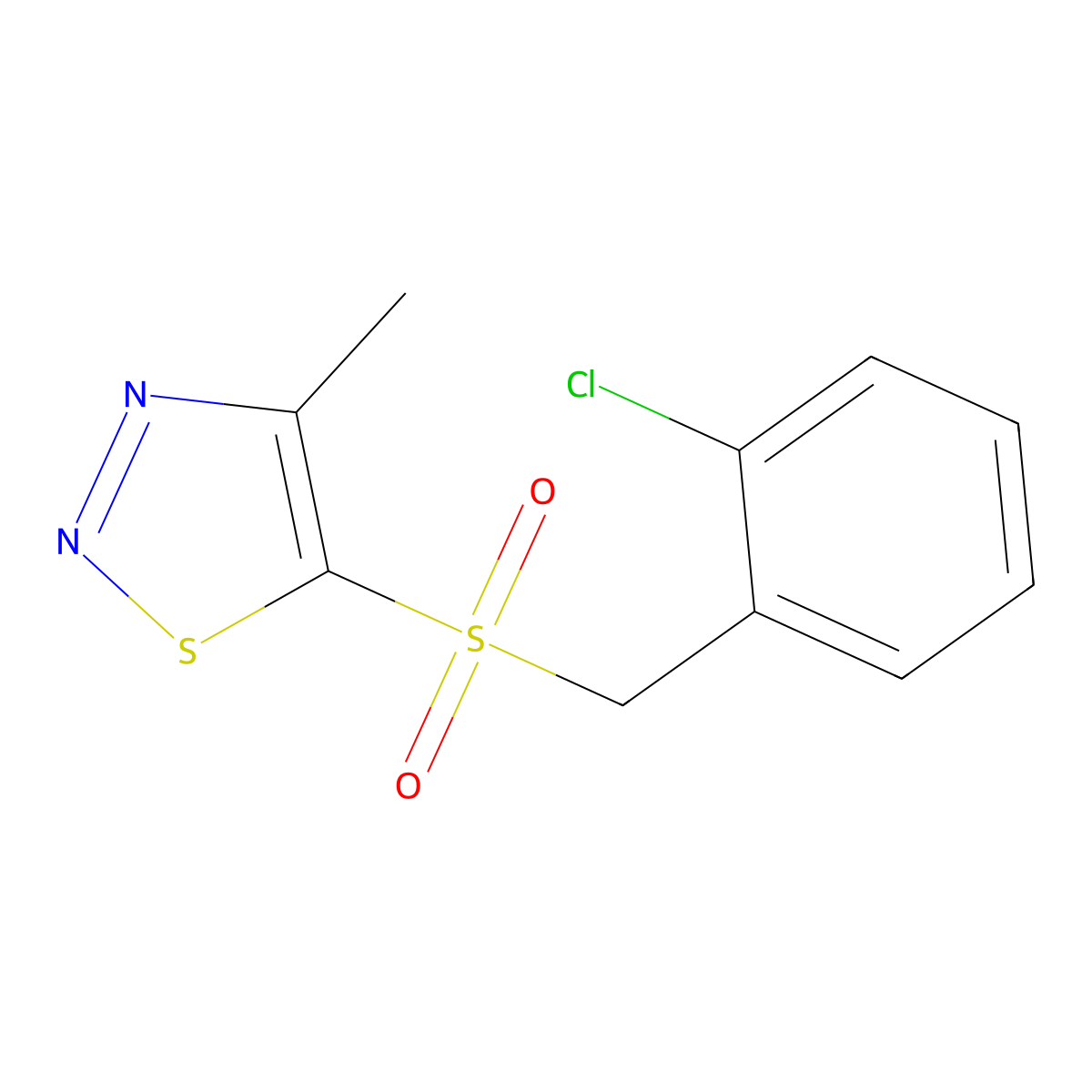 2-Chlorobenzyl 4-methyl-1,2,3-thiadiazol-5-yl sulfone molecular structure, CAS 400086-09-1