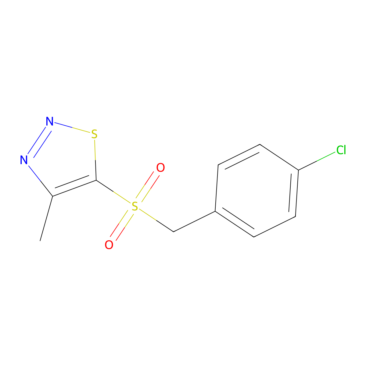 4-Chlorobenzyl 4-methyl-1,2,3-thiadiazol-5-yl sulfone molecular structure, CAS 400086-11-5
