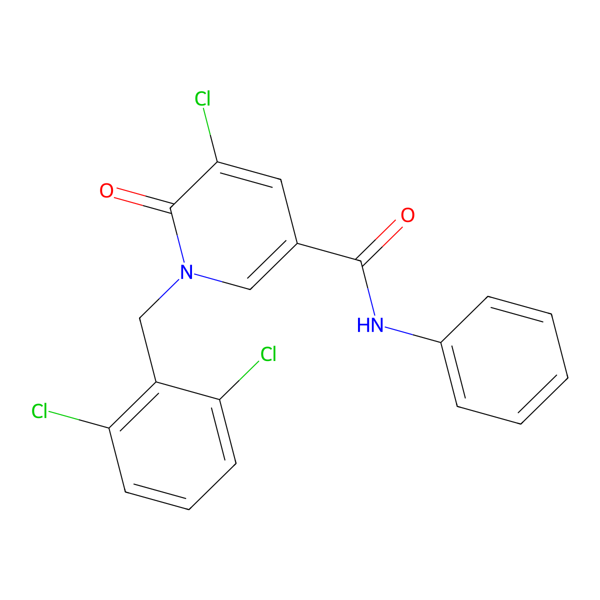5-chloro-1-(2,6-dichlorobenzyl)-6-oxo-N-phenyl-1,6-dihydro-3-pyridinecarboxamide molecular structure, CAS 400086-12-6