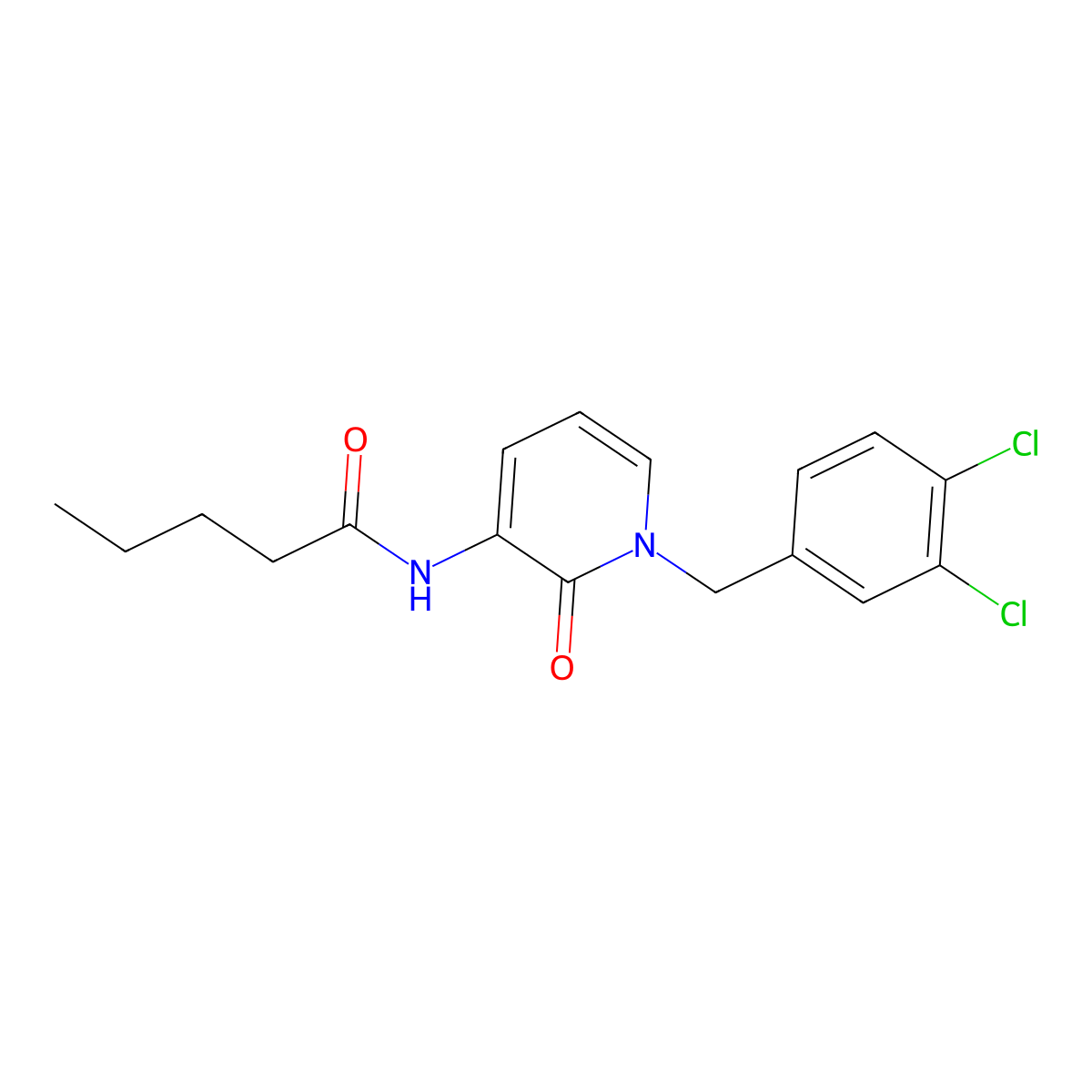 N-[1-(3,4-dichlorobenzyl)-2-oxo-1,2-dihydro-3-pyridinyl]pentanamide molecular structure, CAS 400086-28-4
