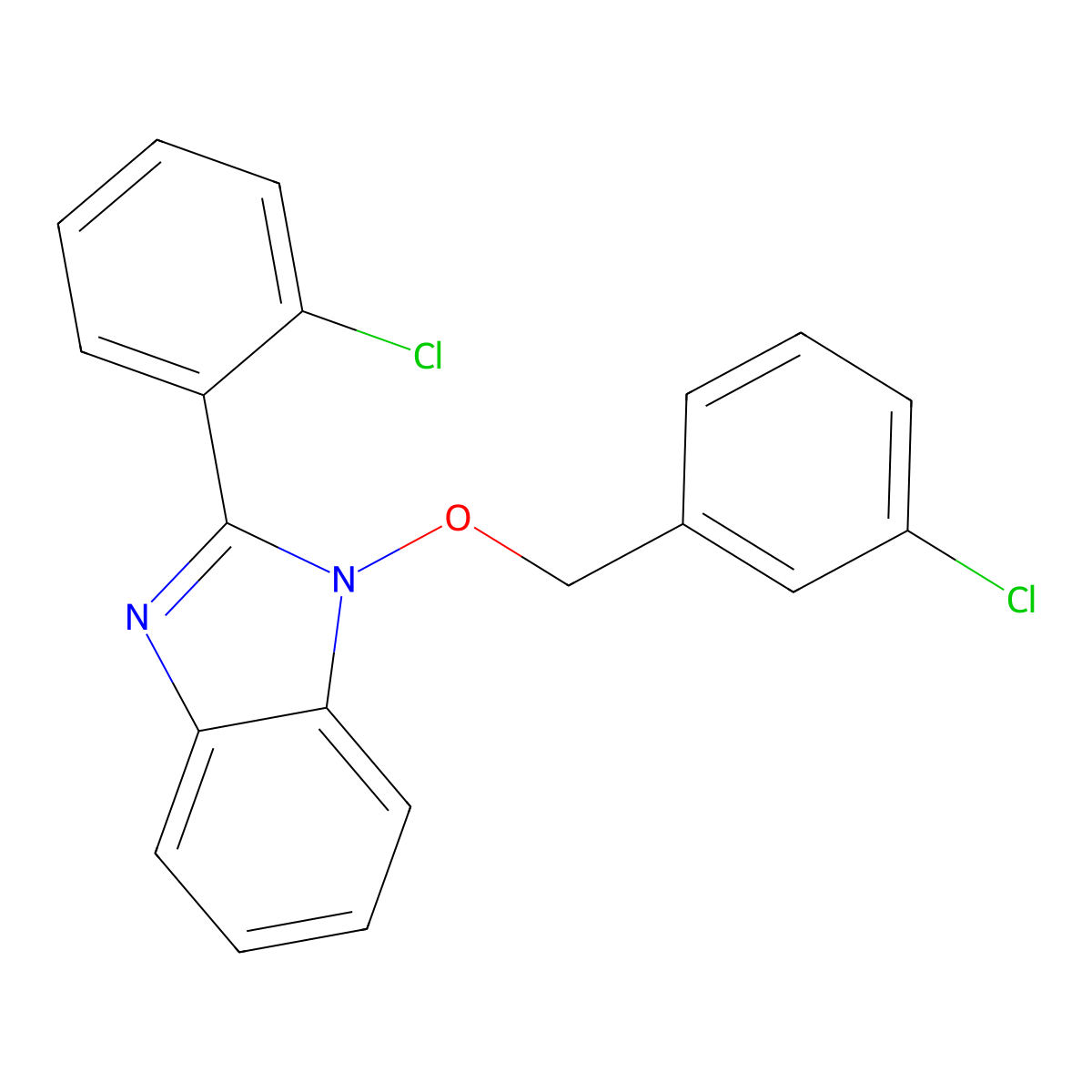 1-[(3-chlorobenzyl)oxy]-2-(2-chlorophenyl)-1H-1,3-benzimidazole molecular structure, CAS 400086-38-6