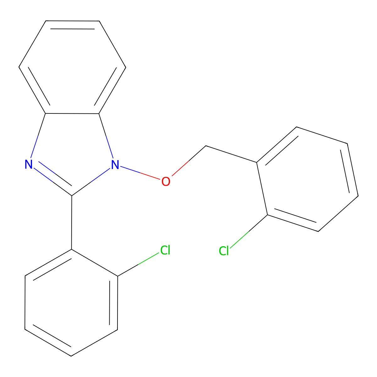 1-[(2-chlorobenzyl)oxy]-2-(2-chlorophenyl)-1H-1,3-benzimidazole molecular structure, CAS 400086-40-0