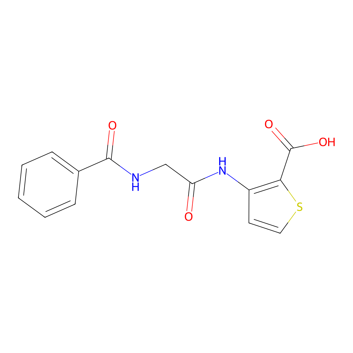 3-{[2-(Benzoylamino)acetyl]amino}-2-thiophenecarboxylic acid molecular structure, CAS 400086-47-7