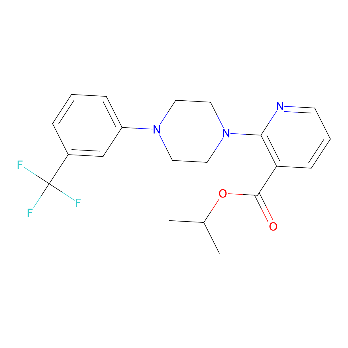 Propan-2-yl 2-[4-[3-(trifluoromethyl)phenyl]piperazin-1-yl]pyridine-3-carboxylate molecular structure, CAS 400086-51-3