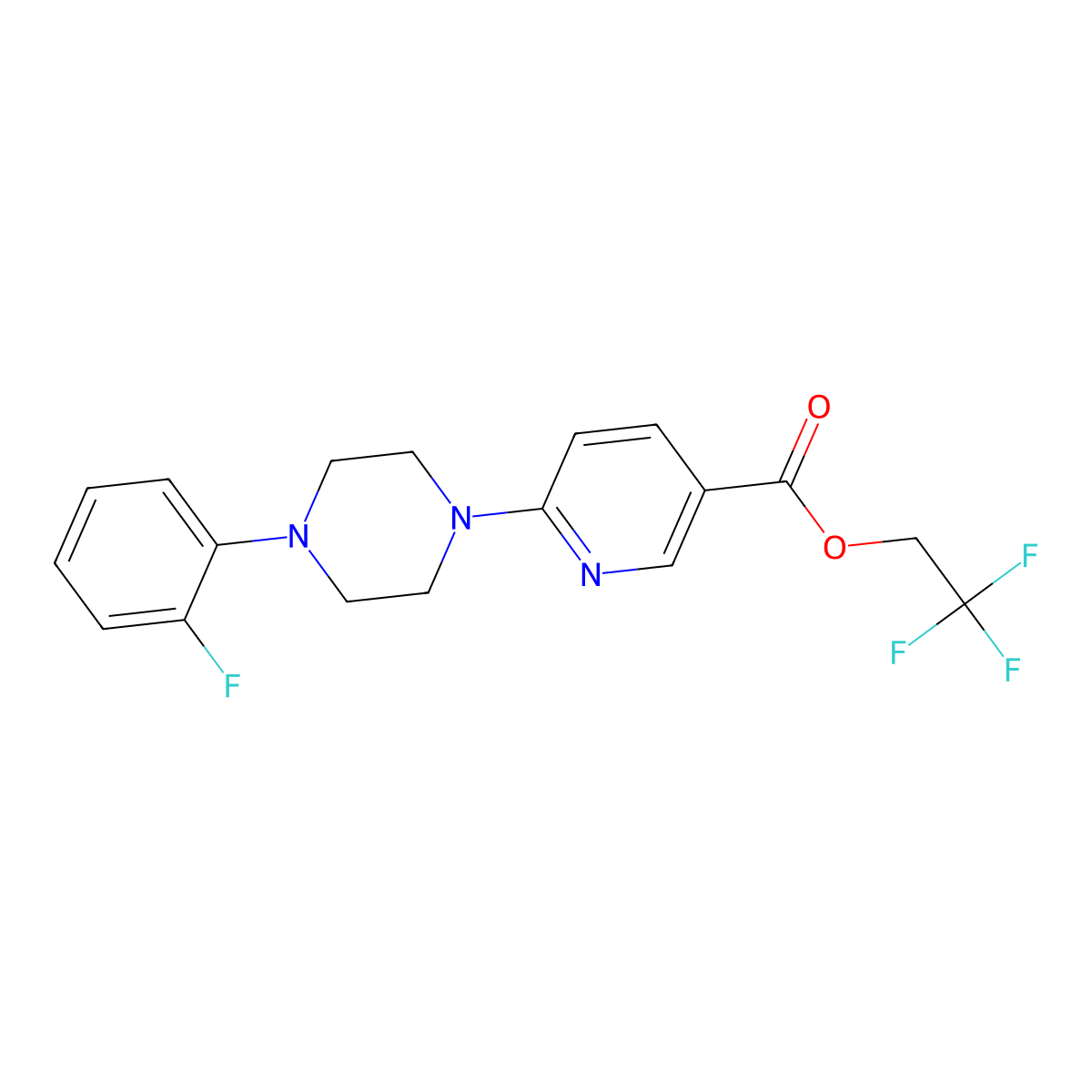 2,2,2-Trifluoroethyl 6-[4-(2-fluorophenyl)piperazin-1-yl]pyridine-3-carboxylate molecular structure, CAS 400086-62-6