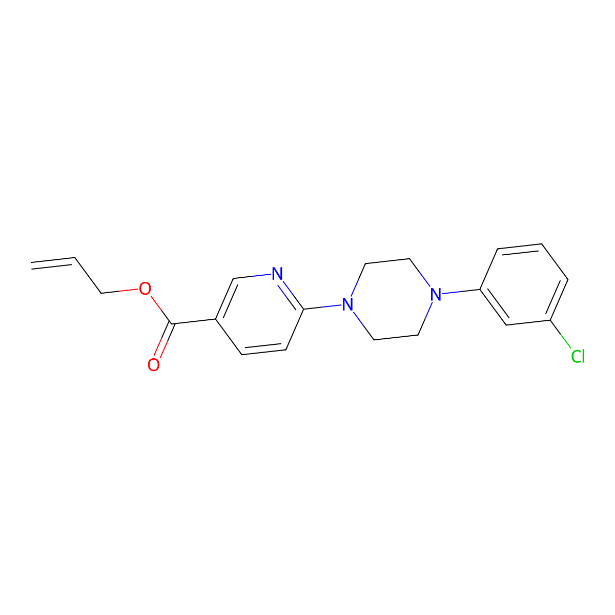 Allyl 6-[4-(3-chlorophenyl)piperazino]nicotinate molecular structure, CAS 400086-65-9