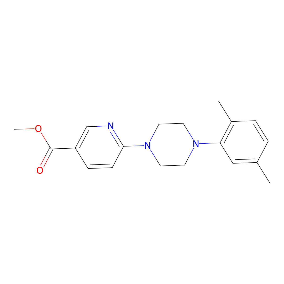 Methyl 6-[4-(2,5-dimethylphenyl)piperazin-1-yl]pyridine-3-carboxylate molecular structure, CAS 400086-78-4