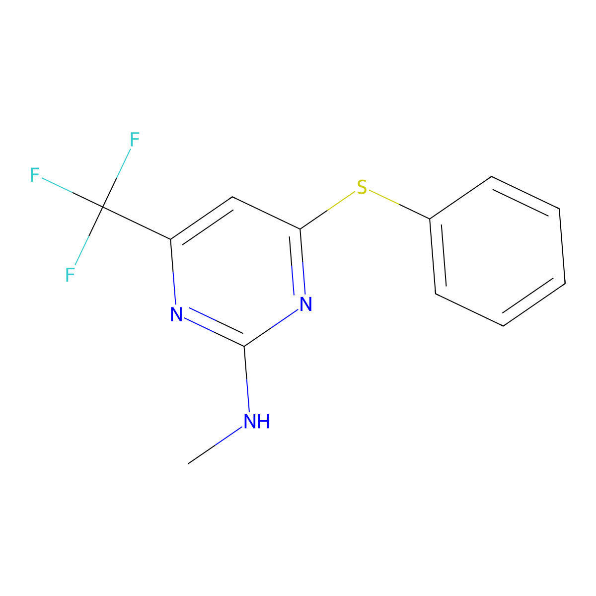 N-methyl-4-(phenylsulfanyl)-6-(trifluoromethyl)-2-pyrimidinamine molecular structure, CAS 400086-79-5