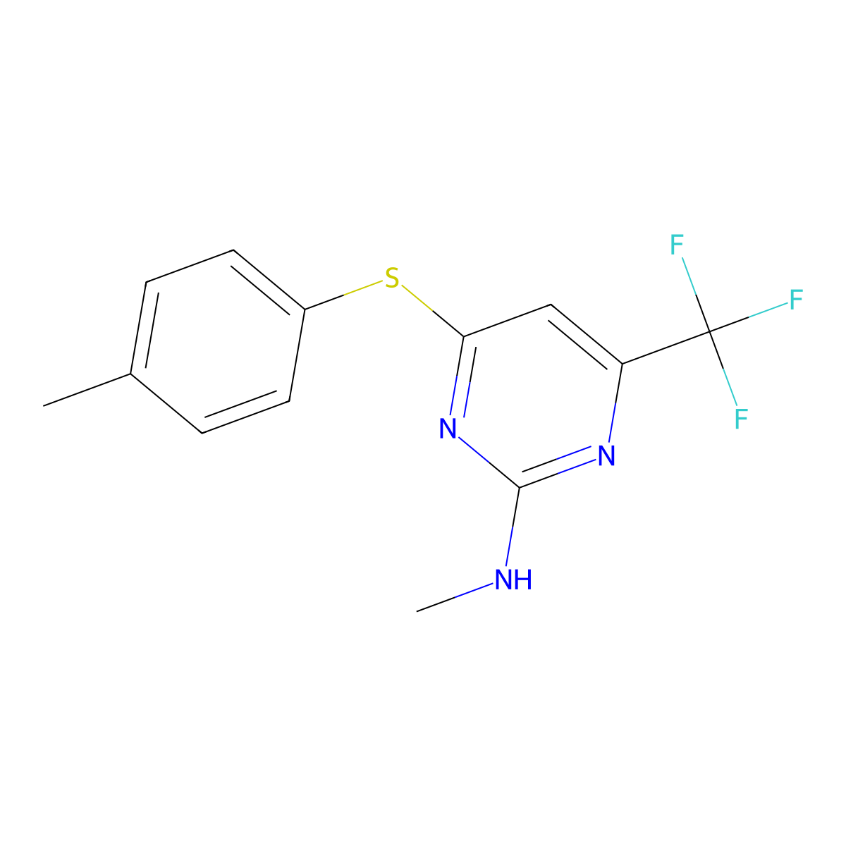 N-methyl-4-[(4-methylphenyl)sulfanyl]-6-(trifluoromethyl)-2-pyrimidinamine molecular structure, CAS 400086-81-9
