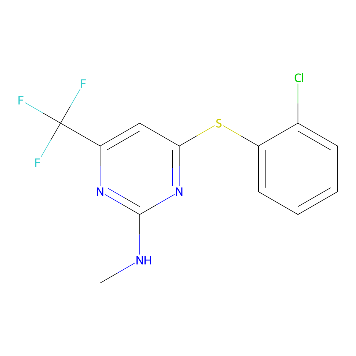 N-[4-[(2-chlorophenyl)sulfanyl]-6-(trifluoromethyl)-2-pyrimidinyl]-N-methylamine molecular structure, CAS 400086-86-4