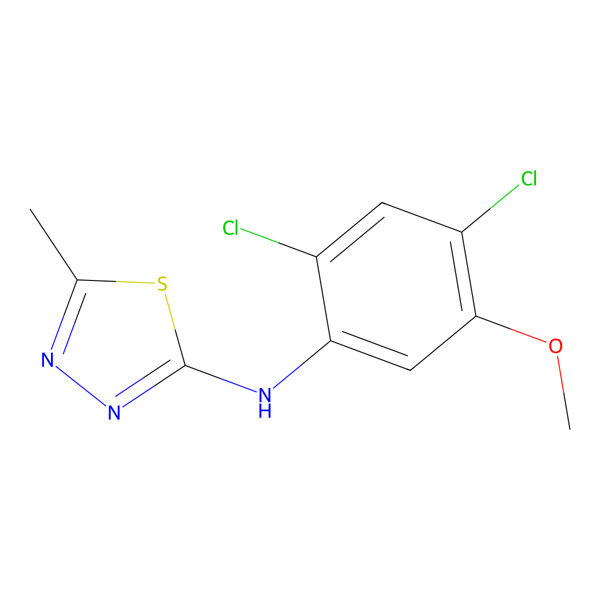 N-(2,4-dichloro-5-methoxyphenyl)-5-methyl-1,3,4-thiadiazol-2-amine molecular structure, CAS 400087-04-9