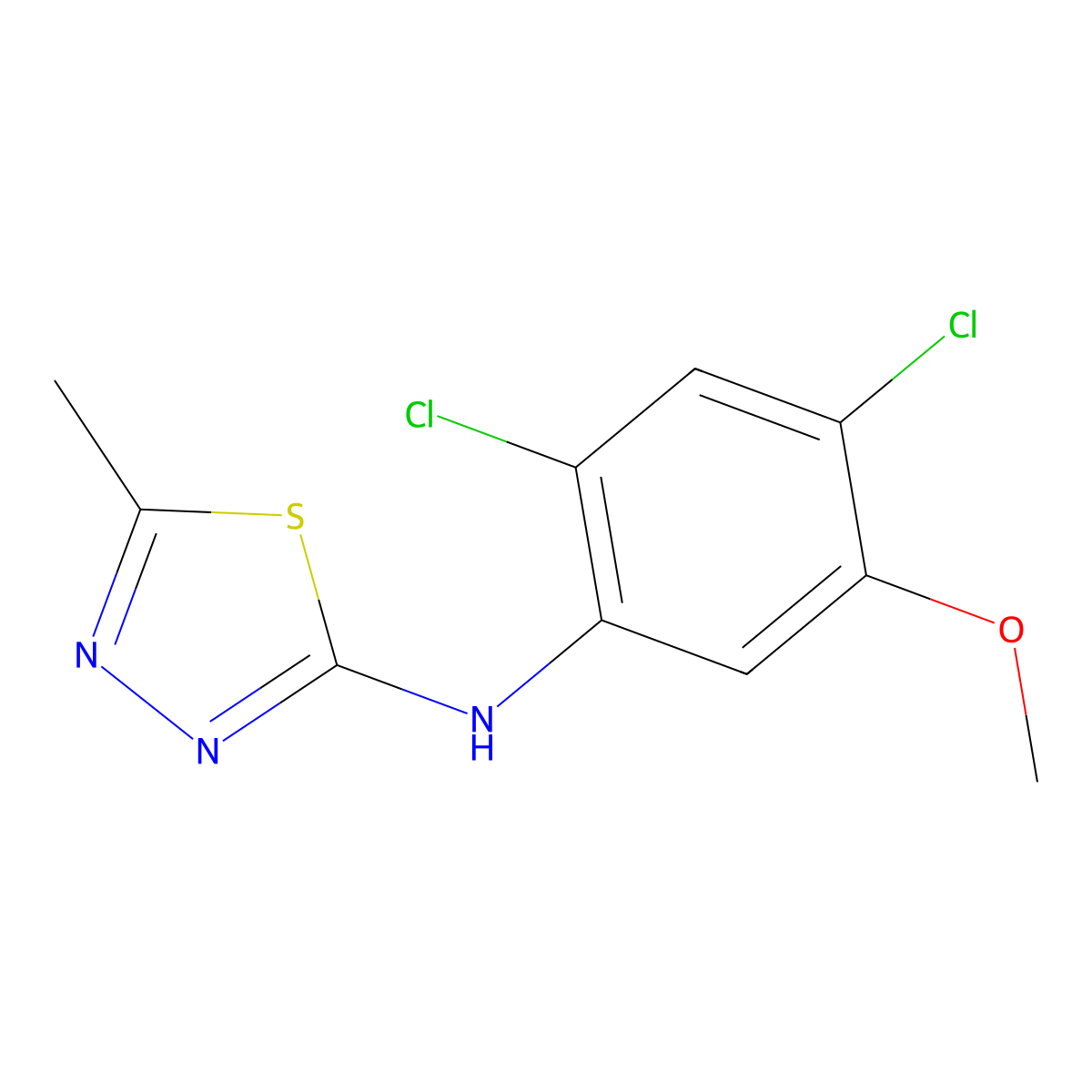 N-(2,4-dichloro-5-methoxyphenyl)-5-methyl-1,3,4-thiadiazol-2-amine molecular structure, CAS 400087-04-9