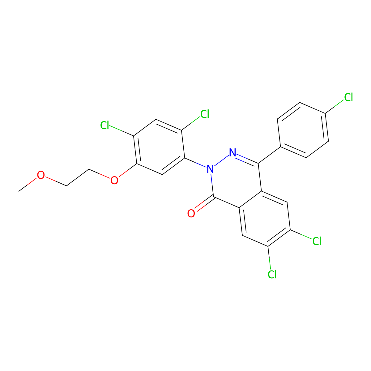 6,7-Dichloro-4-(4-chlorophenyl)-2-[2,4-dichloro-5-(2-methoxyethoxy)phenyl]phthalazin-1-one molecular structure, CAS 400087-10-7