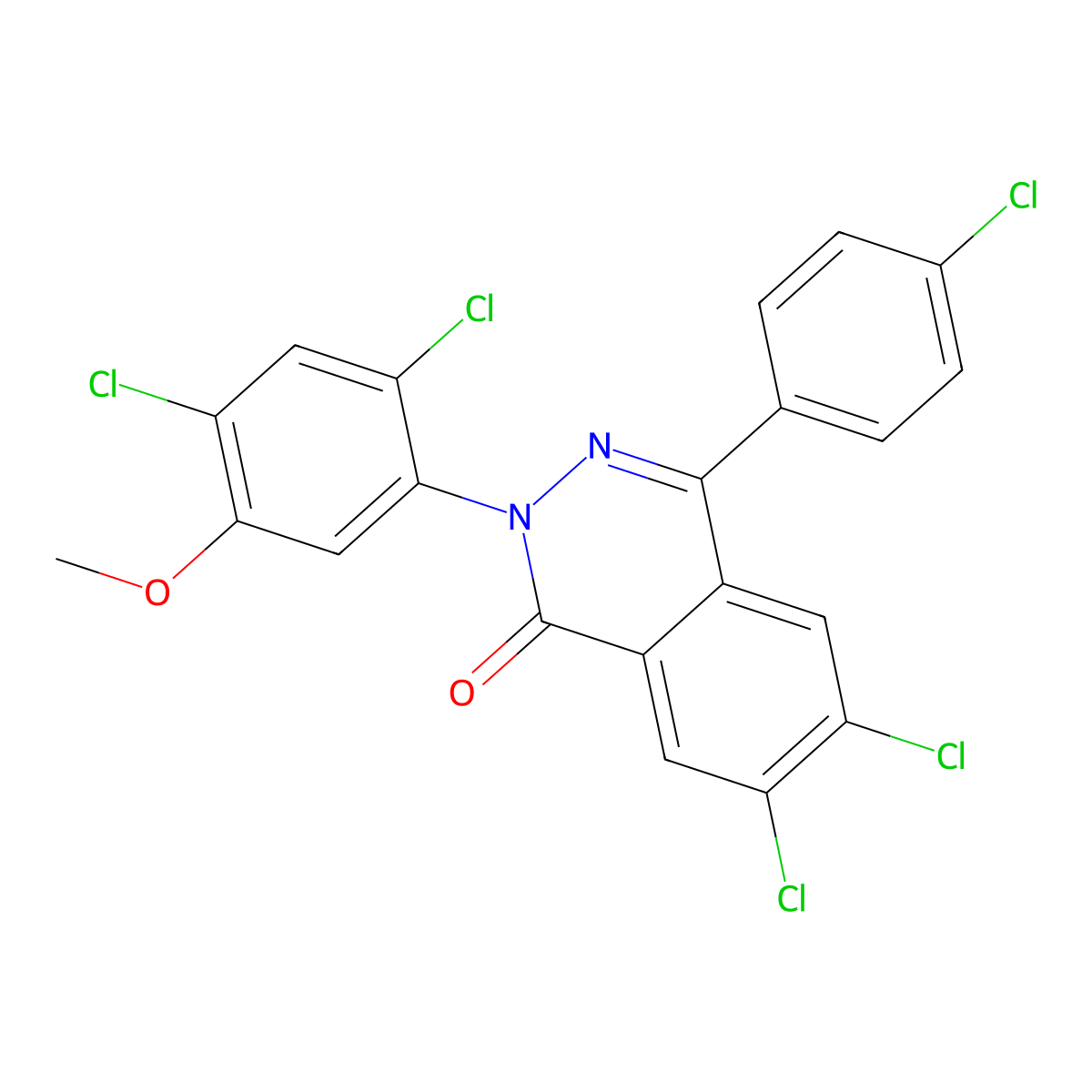 6,7-dichloro-4-(4-chlorophenyl)-2-(2,4-dichloro-5-methoxyphenyl)-1(2H)-phthalazinone molecular structure, CAS 400087-13-0
