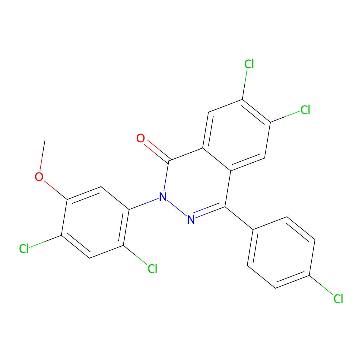 6,7-dichloro-4-(4-chlorophenyl)-2-(2,4-dichloro-5-methoxyphenyl)-1(2H)-phthalazinone molecular structure, CAS 400087-13-0