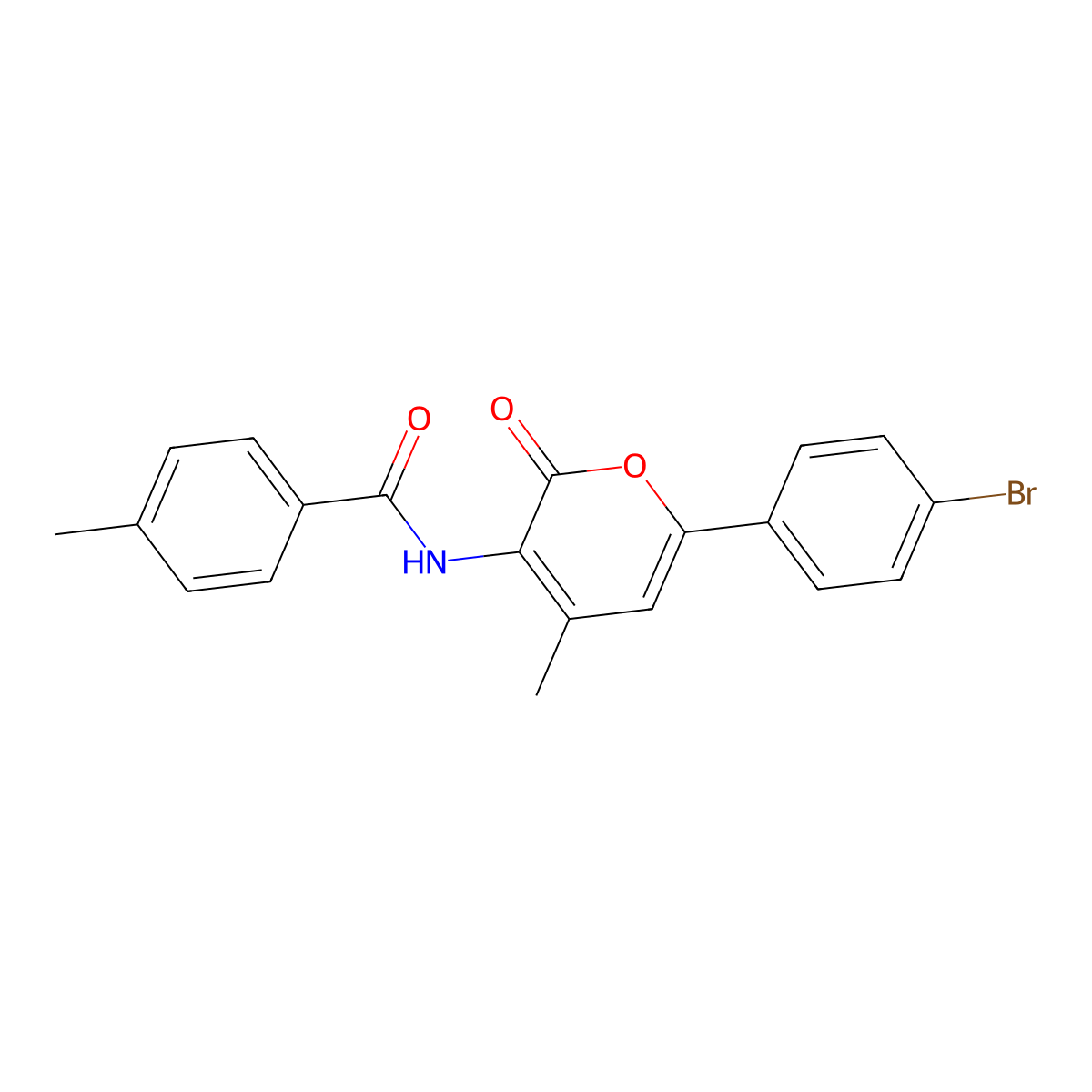 N-[6-(4-bromophenyl)-4-methyl-2-oxopyran-3-yl]-4-methylbenzamide molecular structure, CAS 400087-24-3
