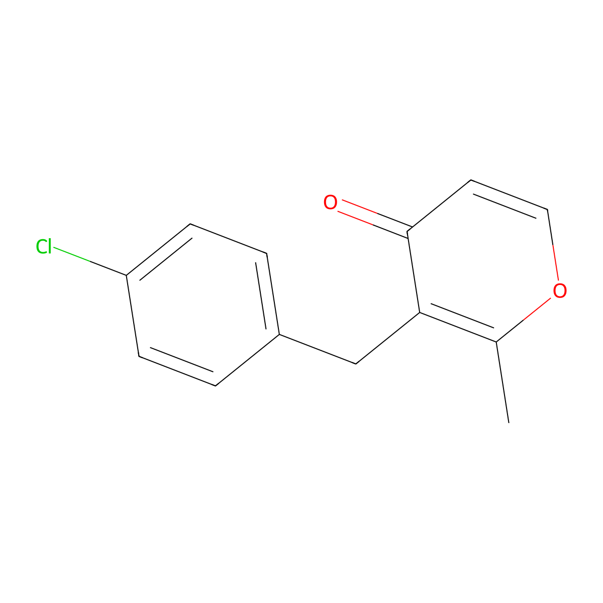 3-(4-chlorobenzyl)-2-methyl-4H-pyran-4-one molecular structure, CAS 400087-29-8