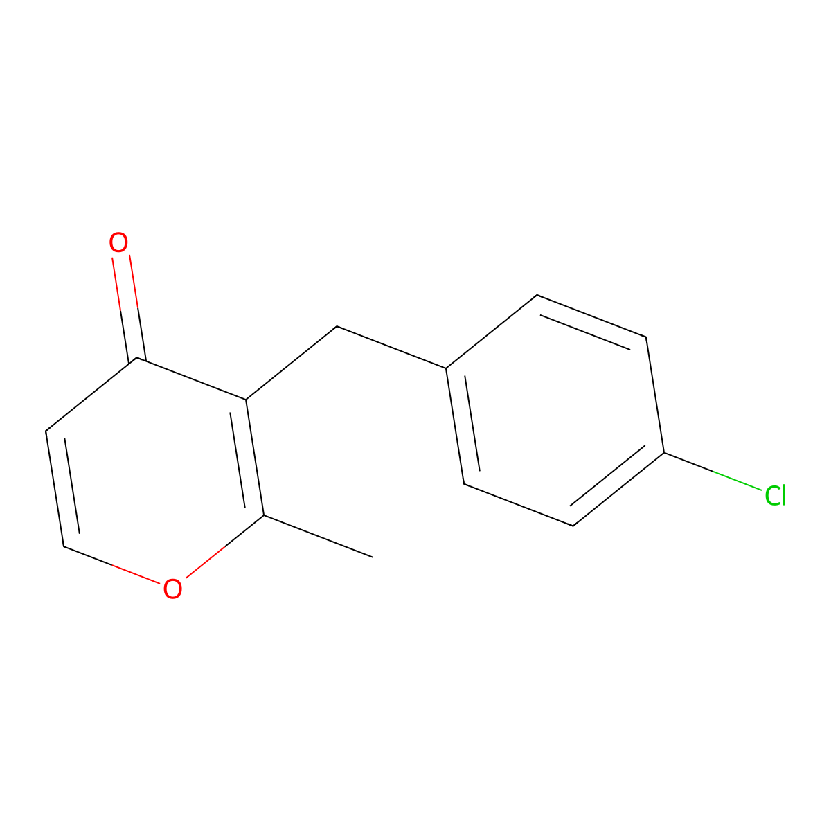 3-(4-chlorobenzyl)-2-methyl-4H-pyran-4-one molecular structure, CAS 400087-29-8