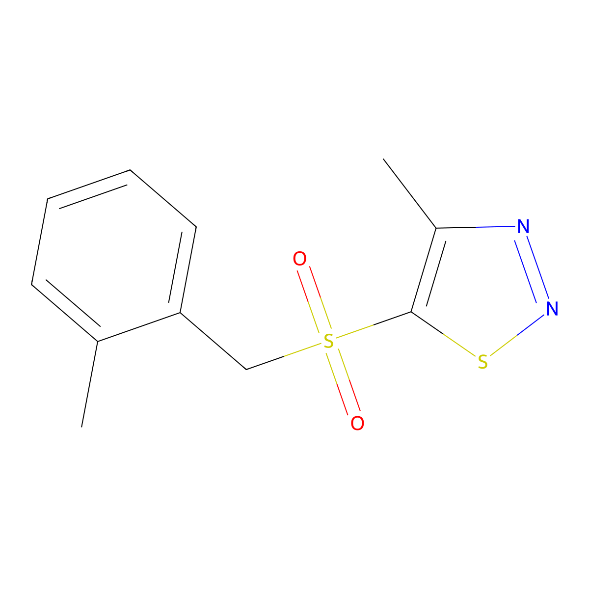 4-Methyl-5-[(2-methylbenzyl)sulfonyl]-1,2,3-thiadiazole molecular structure, CAS 400087-46-9