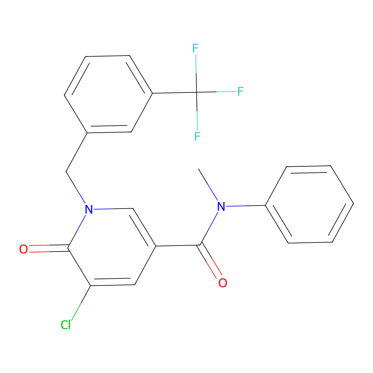 5-chloro-N-methyl-6-oxo-N-phenyl-1-[[3-(trifluoromethyl)phenyl]methyl]pyridine-3-carboxamide molecular structure, CAS 400087-48-1
