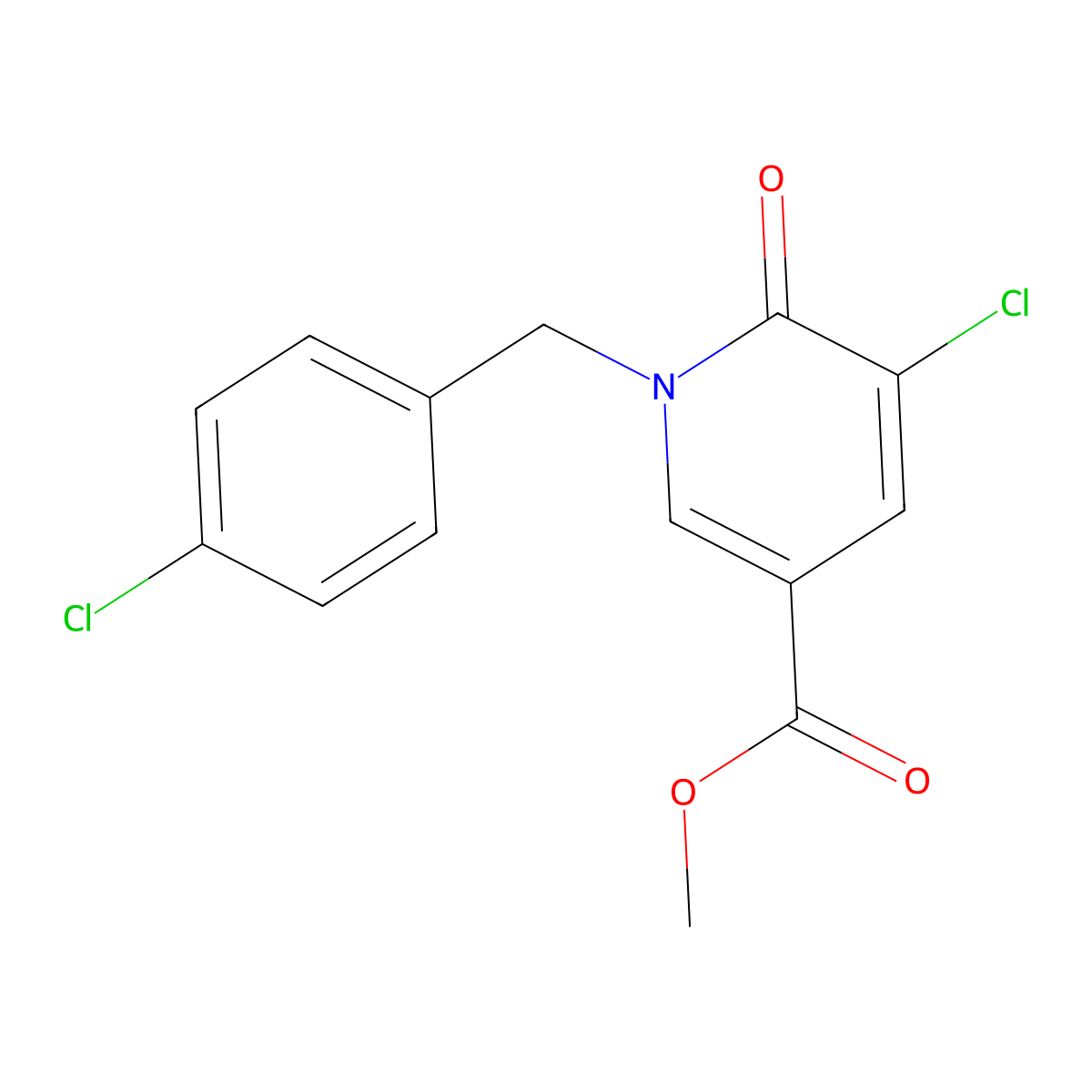 Methyl 5-chloro-1-[(4-chlorophenyl)methyl]-6-oxopyridine-3-carboxylate molecular structure, CAS 400087-49-2