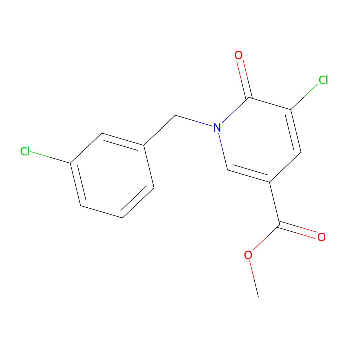 Methyl 5-chloro-1-(3-chlorobenzyl)-6-oxo-1,6-dihydro-3-pyridinecarboxylate molecular structure, CAS 400087-50-5
