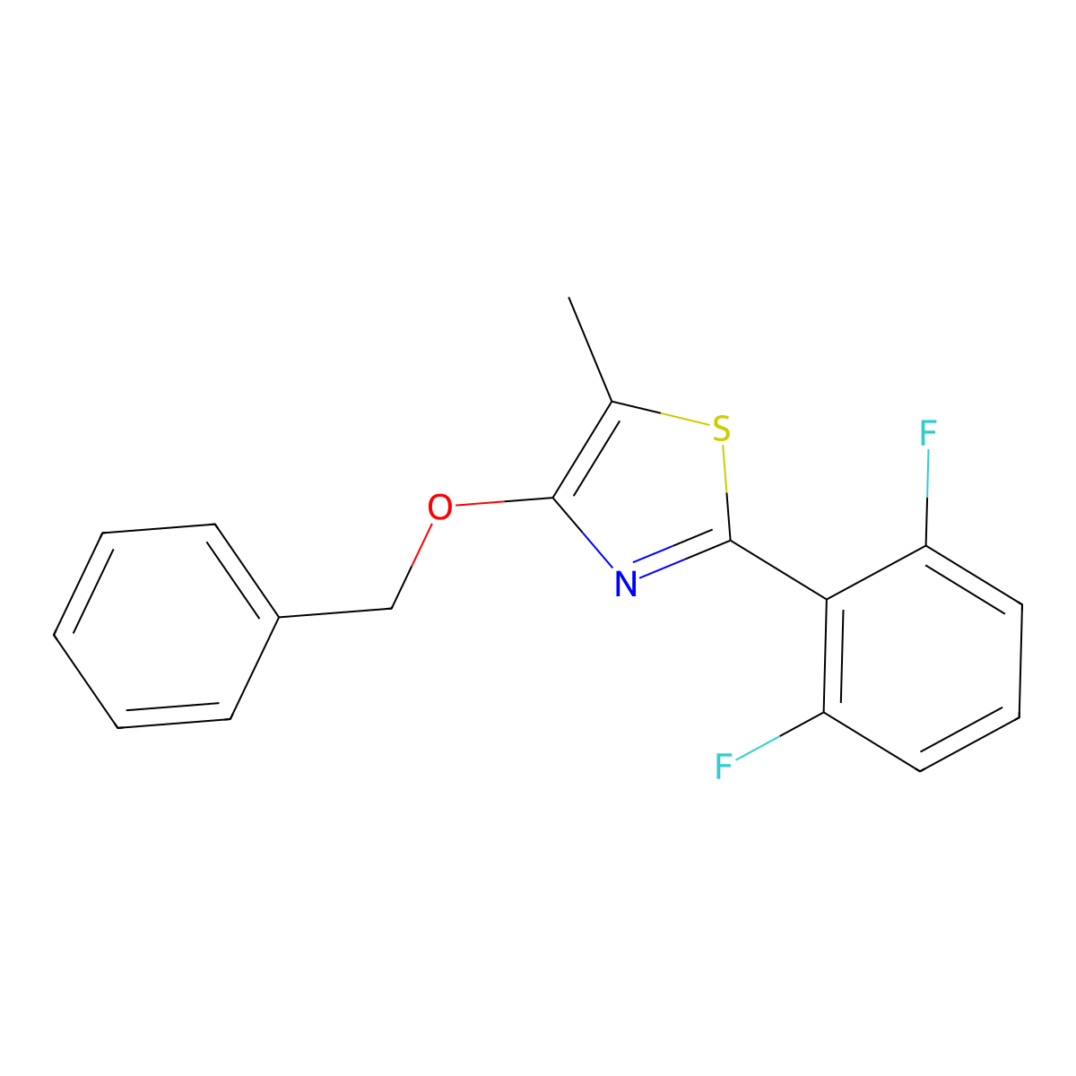 4-(Benzyloxy)-2-(2,6-difluorophenyl)-5-methyl-1,3-thiazole molecular structure, CAS 400087-54-9