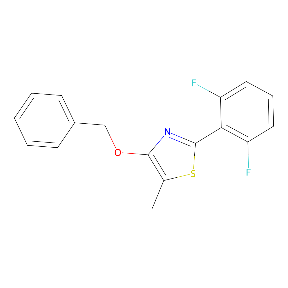 4-(Benzyloxy)-2-(2,6-difluorophenyl)-5-methyl-1,3-thiazole molecular structure, CAS 400087-54-9